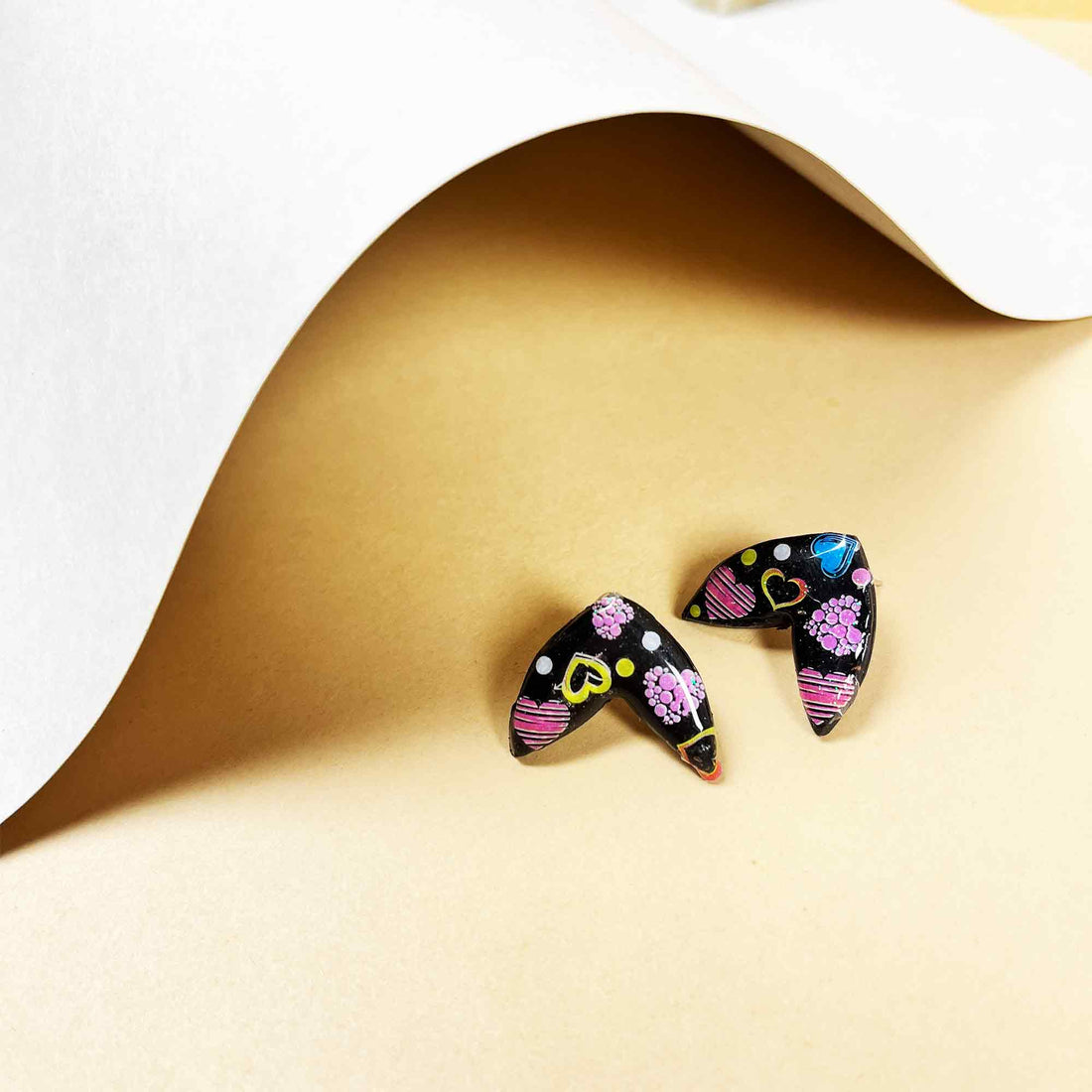 Bold black abstract stud earrings