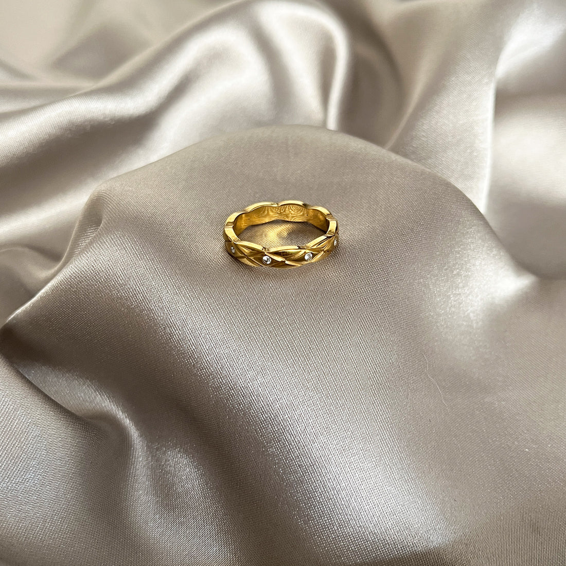 Brass Gold Plated Ring with Zircon Detailing