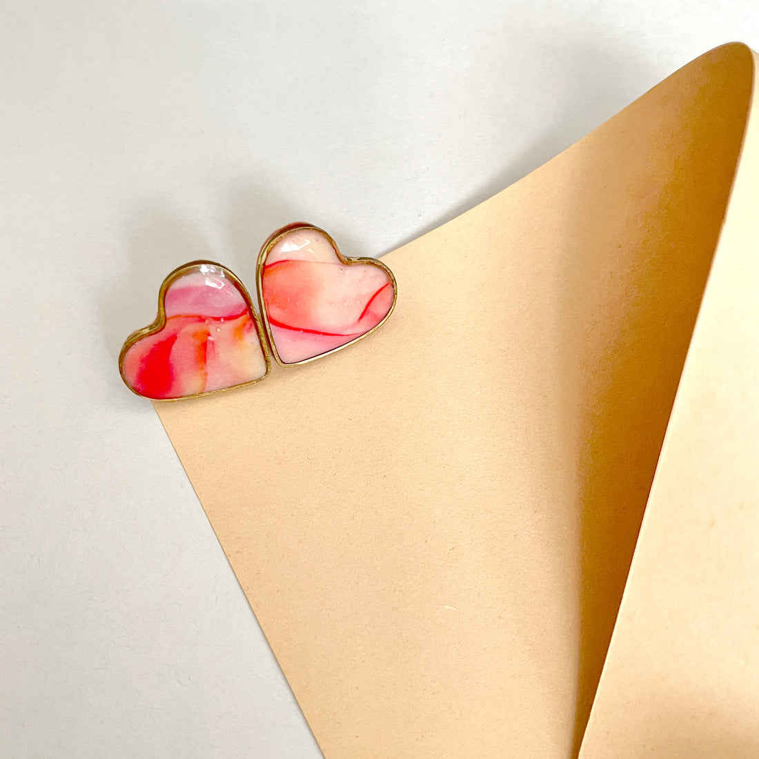 Delicate polymer clay heart earrings