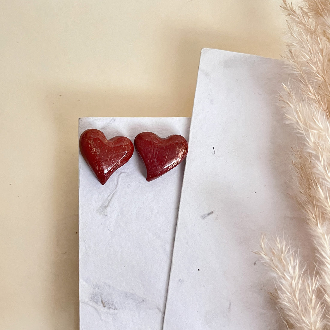 Glossy polymer clay heart earrings