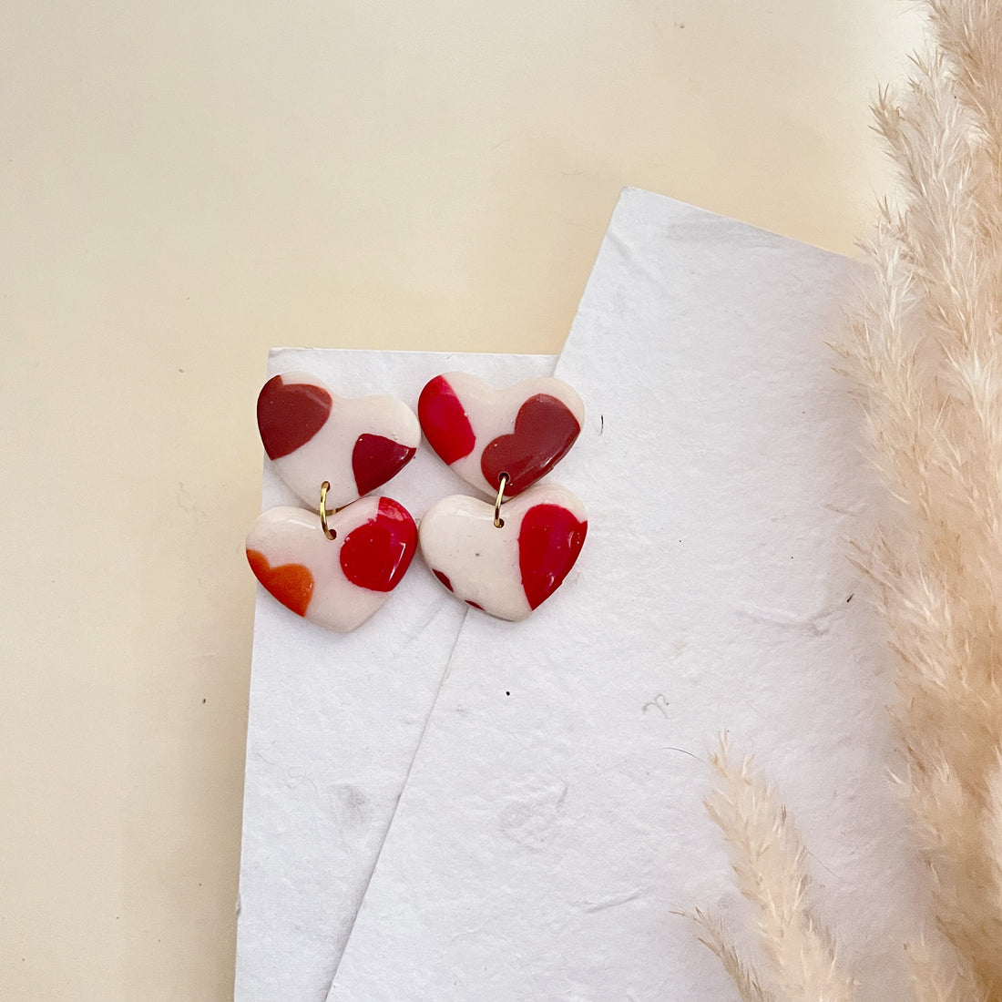 Handmade bold heart dangle earrings