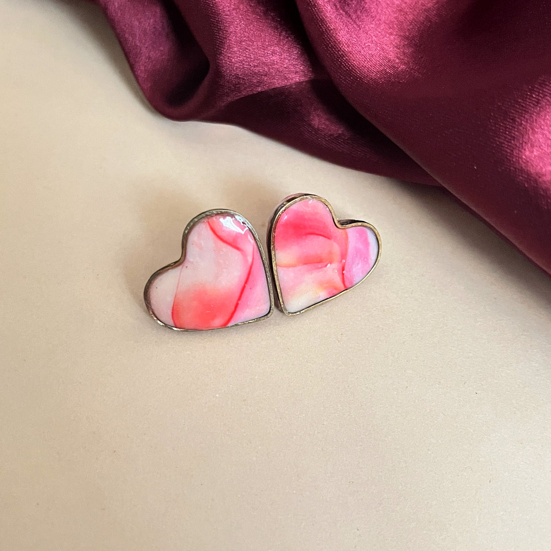 Glossy pastel pink clay earrings