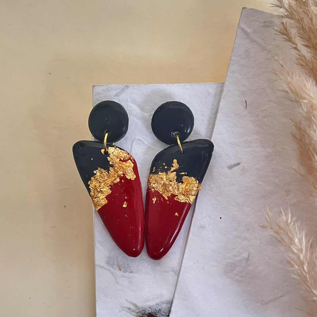 Spicy Glam Red and Black Drop Earrings