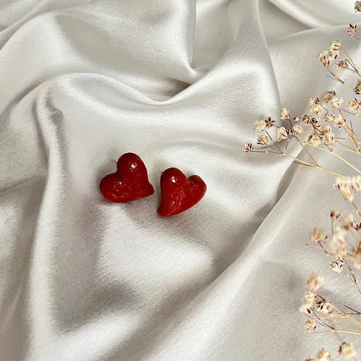 Statement crimson red earrings by Pop Patola