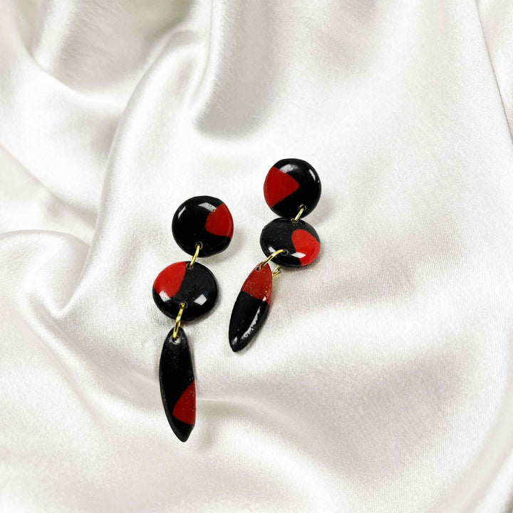 black and red dangle earring
