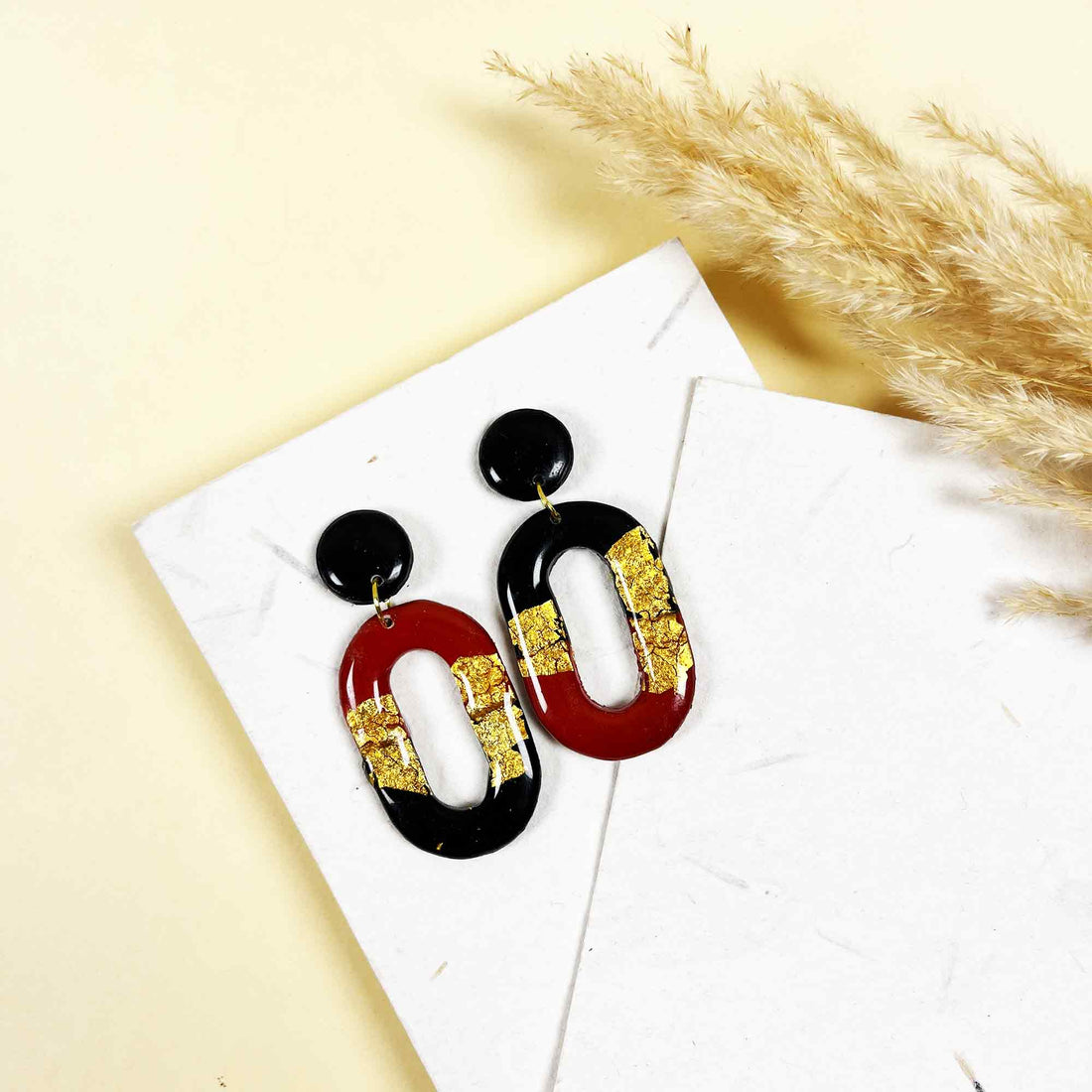Handmade polymer clay statement earrings