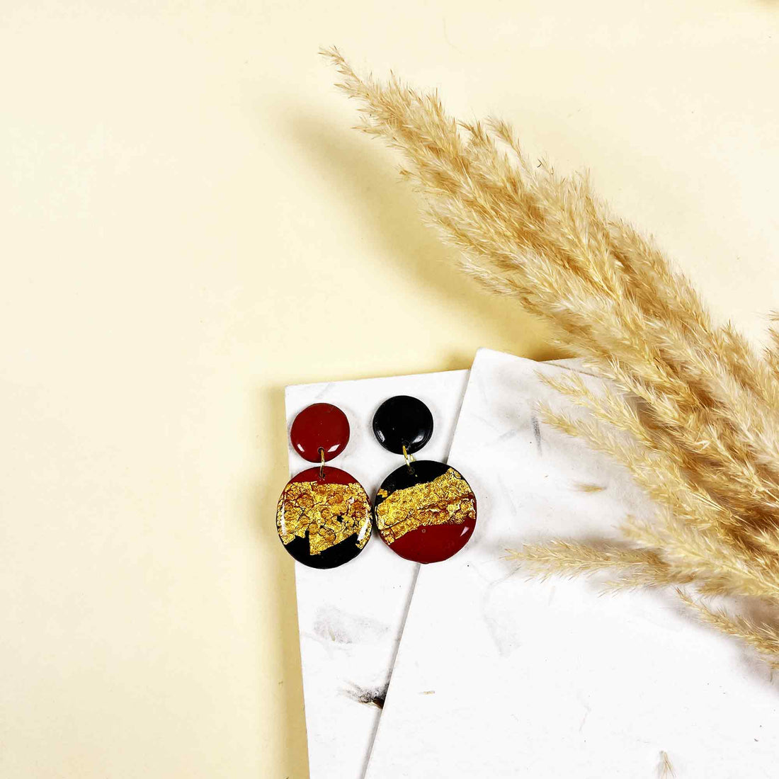 statement black and red earrings