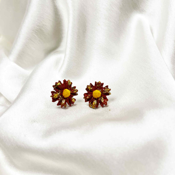 Handmade sunflower floral earrings