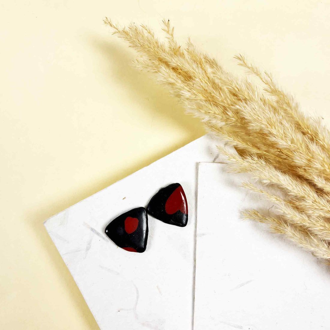 Black Polymer Clay Earrings – Elegant Handmade Jewelry