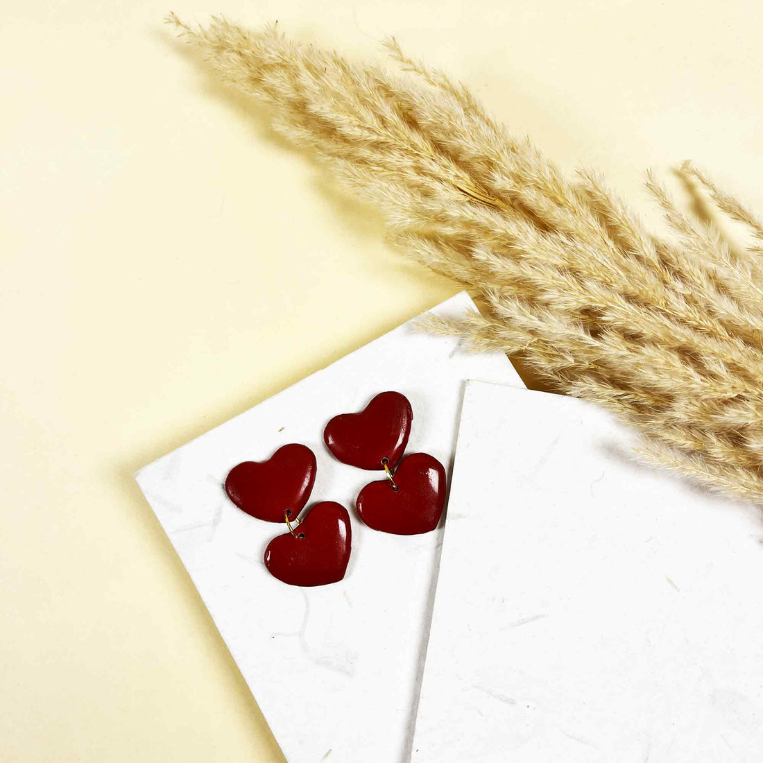 Everyday wear red heart clay earrings