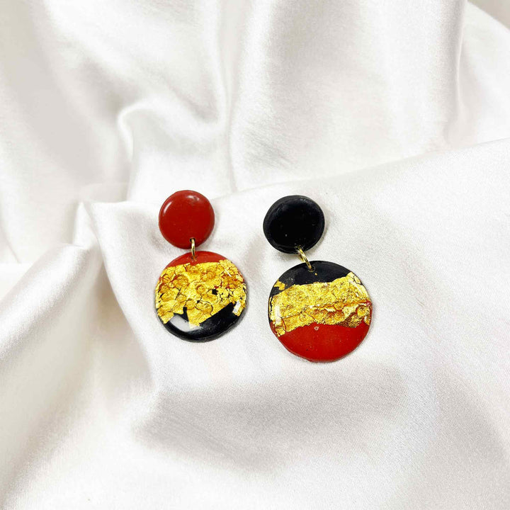 black and red dangle earrings
