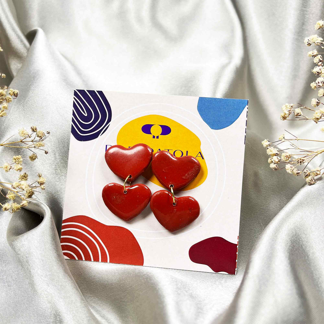 Cute polymer clay heart stud earring for women
