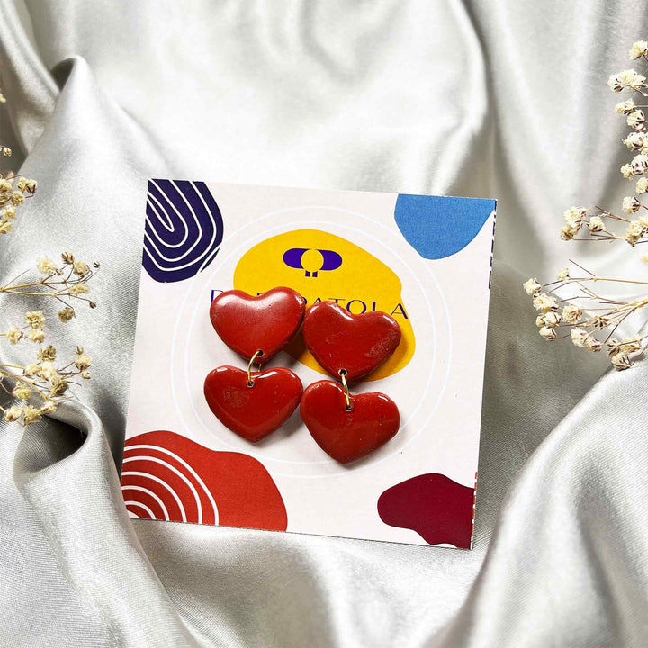 Cute polymer clay heart stud earring for women